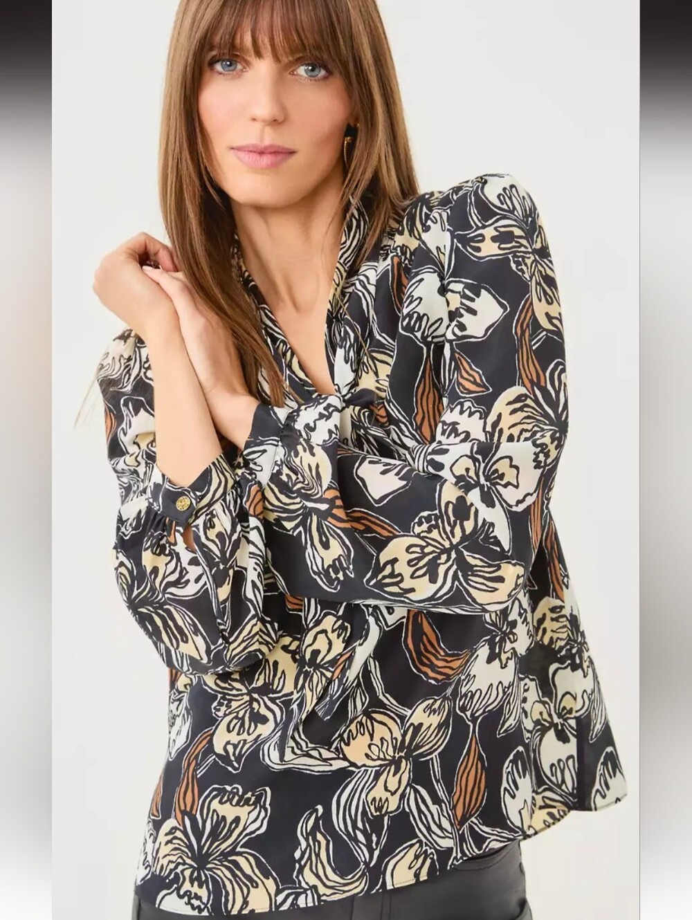 Lilly Pulitzer Elenor Silk Blouse In Onyx Irisistable